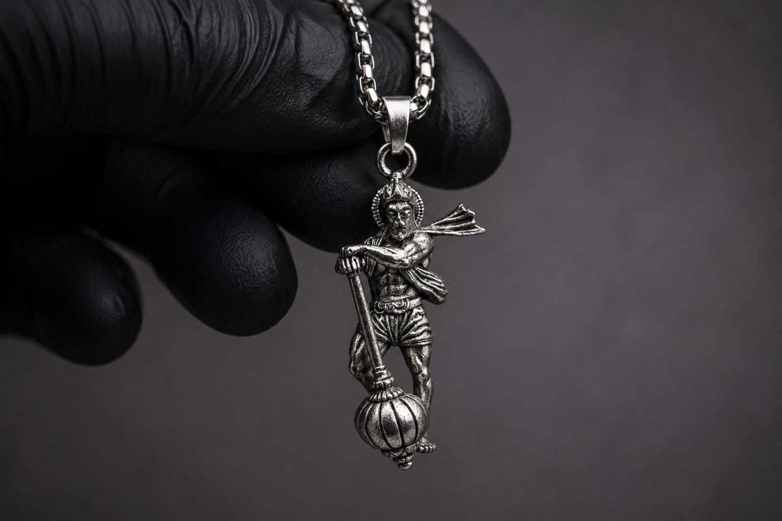 Lord Hanuman Pendant Necklace, Hindu Deity Metal Jewelry, Spiritual Men Women