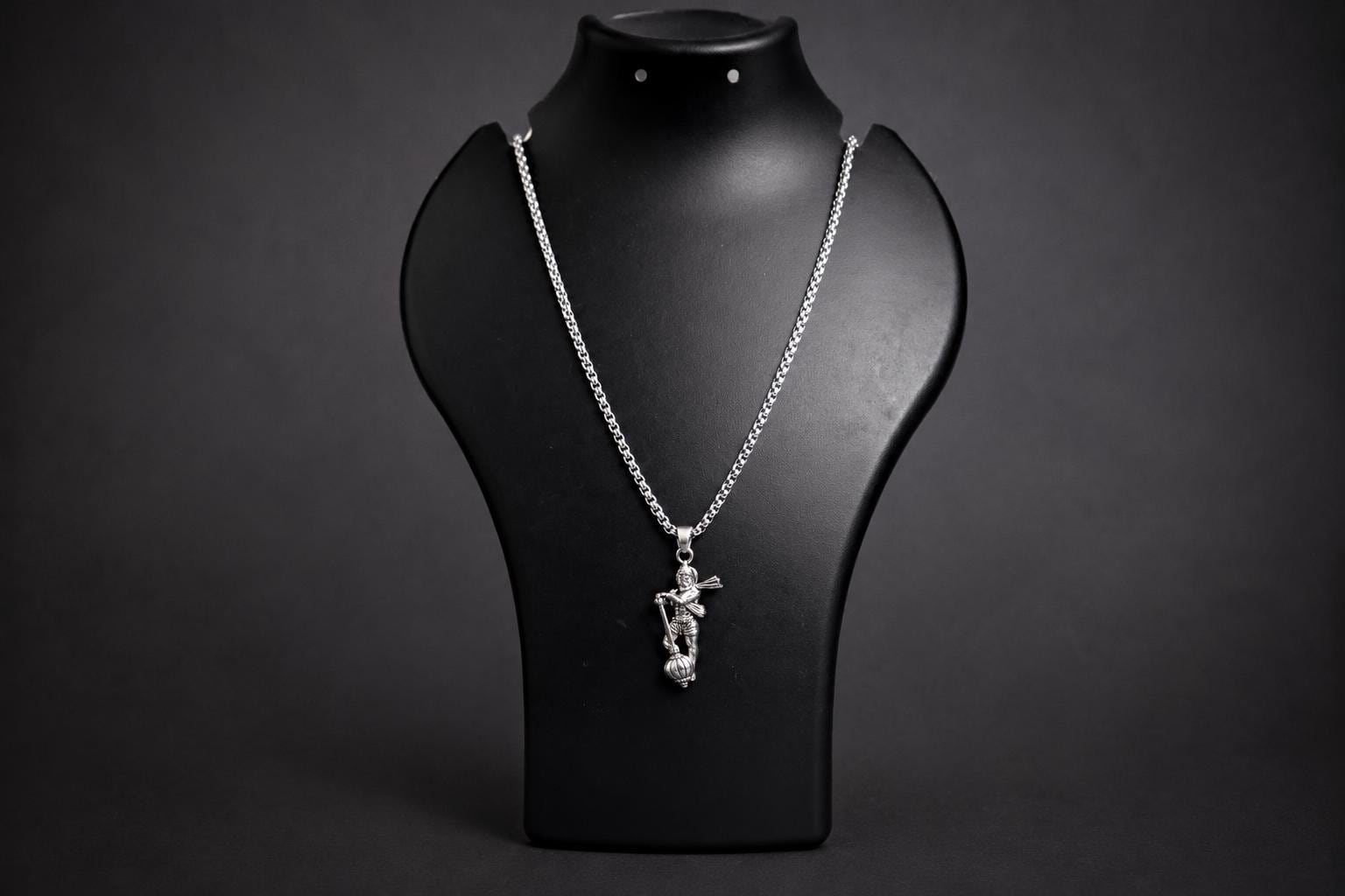 Lord Hanuman Pendant Necklace, Hindu Deity Metal Jewelry, Spiritual Men Women