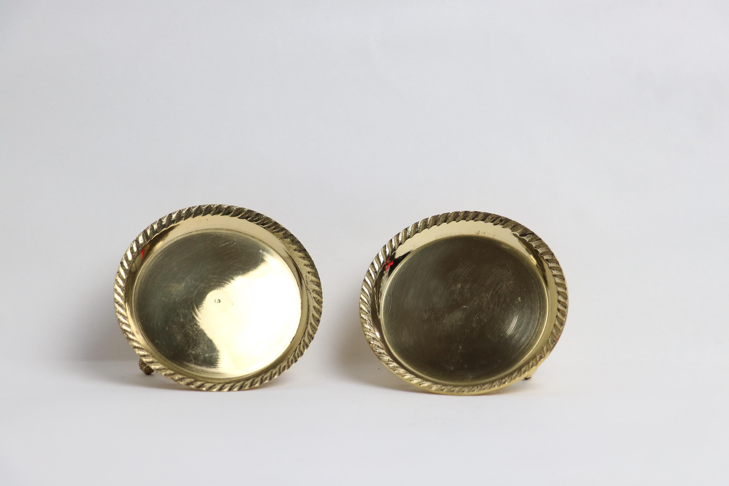 Set of Brass Puja Plates 3 Inch | Handmade Round Brass Offering Plate