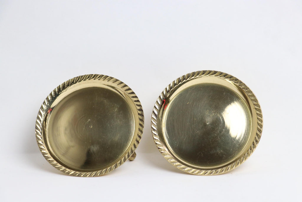 Set of Brass Puja Plates 3 Inch | Handmade Round Brass Offering Plate