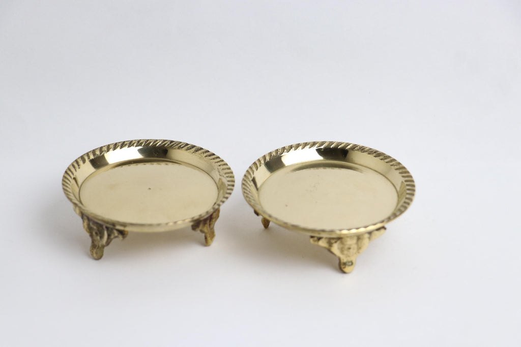 Set of Brass Puja Plates 3 Inch | Handmade Round Brass Offering Plate