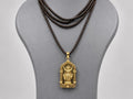 Panchaloha Chaitanya Mahaprabhu Pendant, 3-Round Black Tulsi Mala Necklace