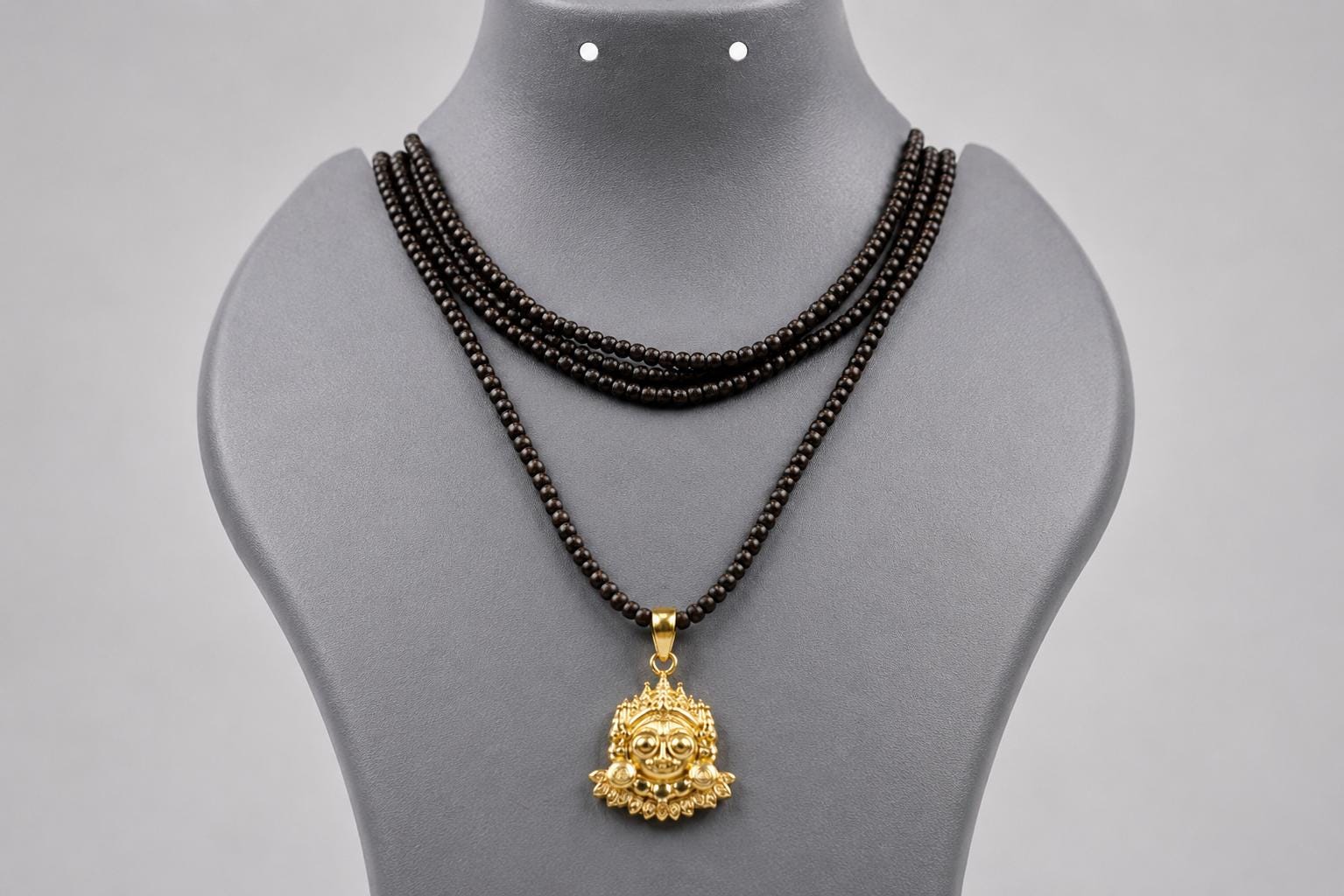 3 Round Tulsi Mala with Lord Jagannath Panchaloha Pendant Necklace