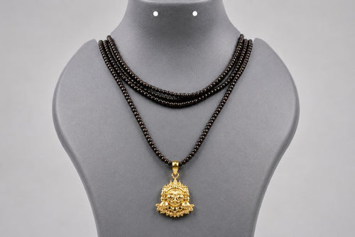 3 Round Tulsi Mala with Lord Jagannath Panchaloha Pendant Necklace