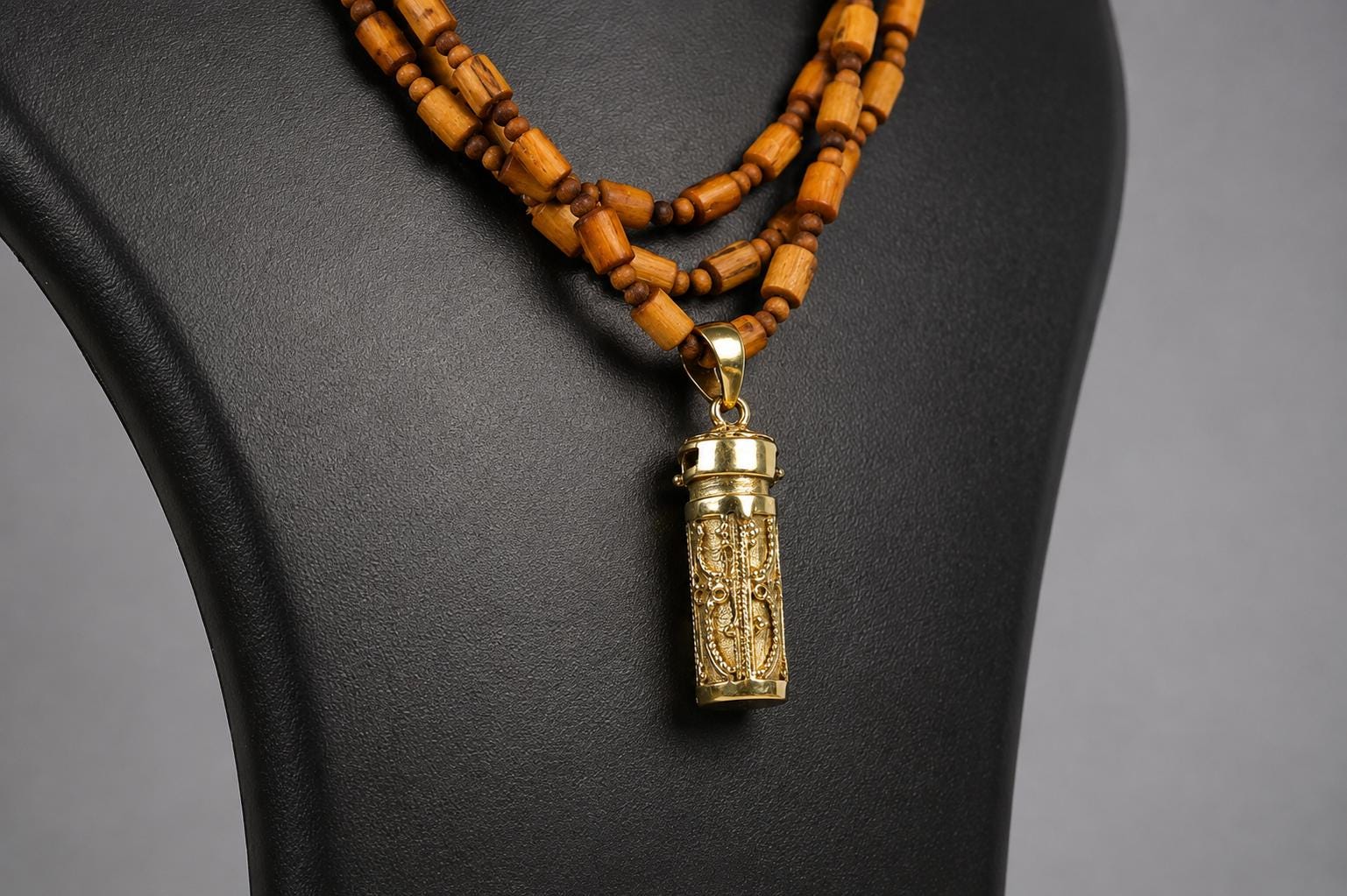 3-Round Tulsi Mala with Panchaloha Narsimha Pendant Necklace