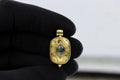 Panchaloha Pendant With Blue Stone, Sri Narasimha Protection Locket, Antique Floral Indian Jewelry
