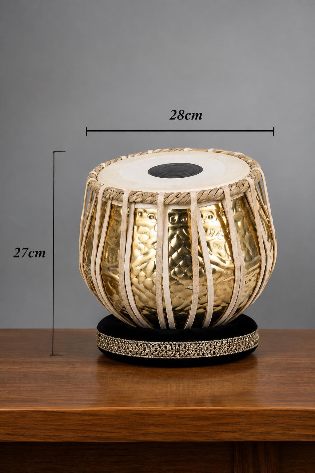Handcrafted Brass Tabla Set with Sheesham Wood Dayan – Professional Indian Percussion Drums - gift for musician