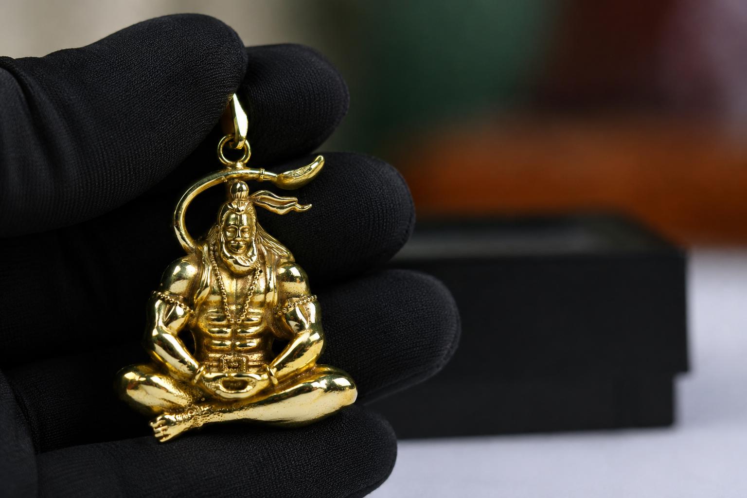 Panchdhatu Meditating Hanuman Pendant  Sacred Spiritual Jewelry Gift, Anjeneeya Swami Protection Amulet