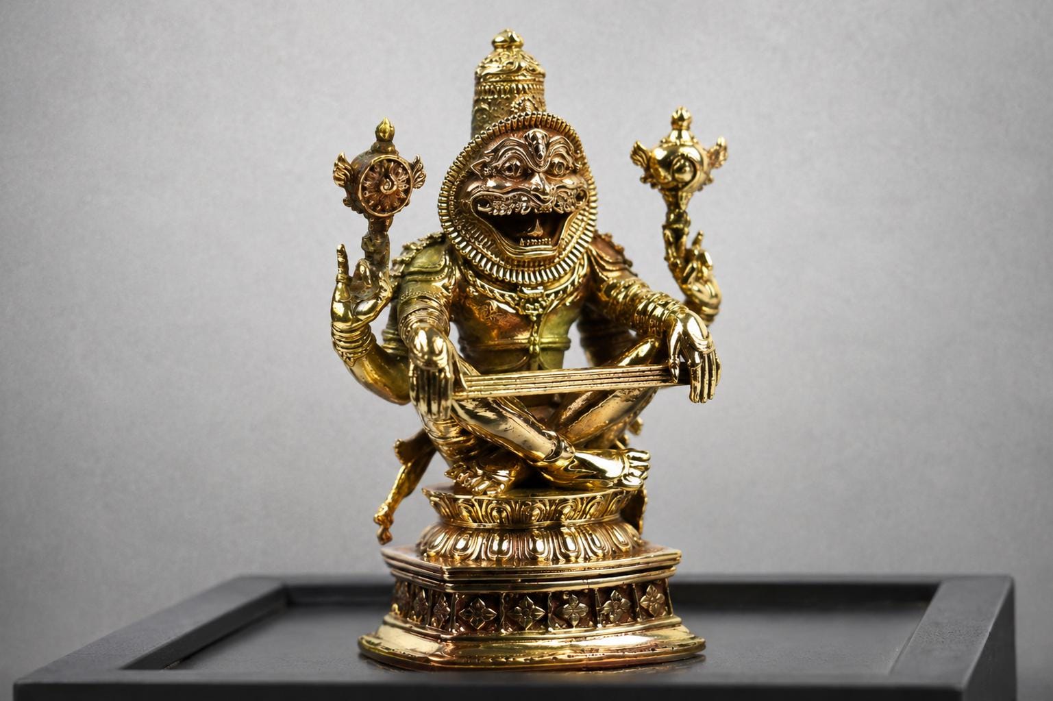 2.5-Inch Ugra Narasimha Brass Idol | Fierce Hindu God Statue for Home Puja