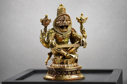 2.5-Inch Ugra Narasimha Brass Idol | Fierce Hindu God Statue for Home Puja
