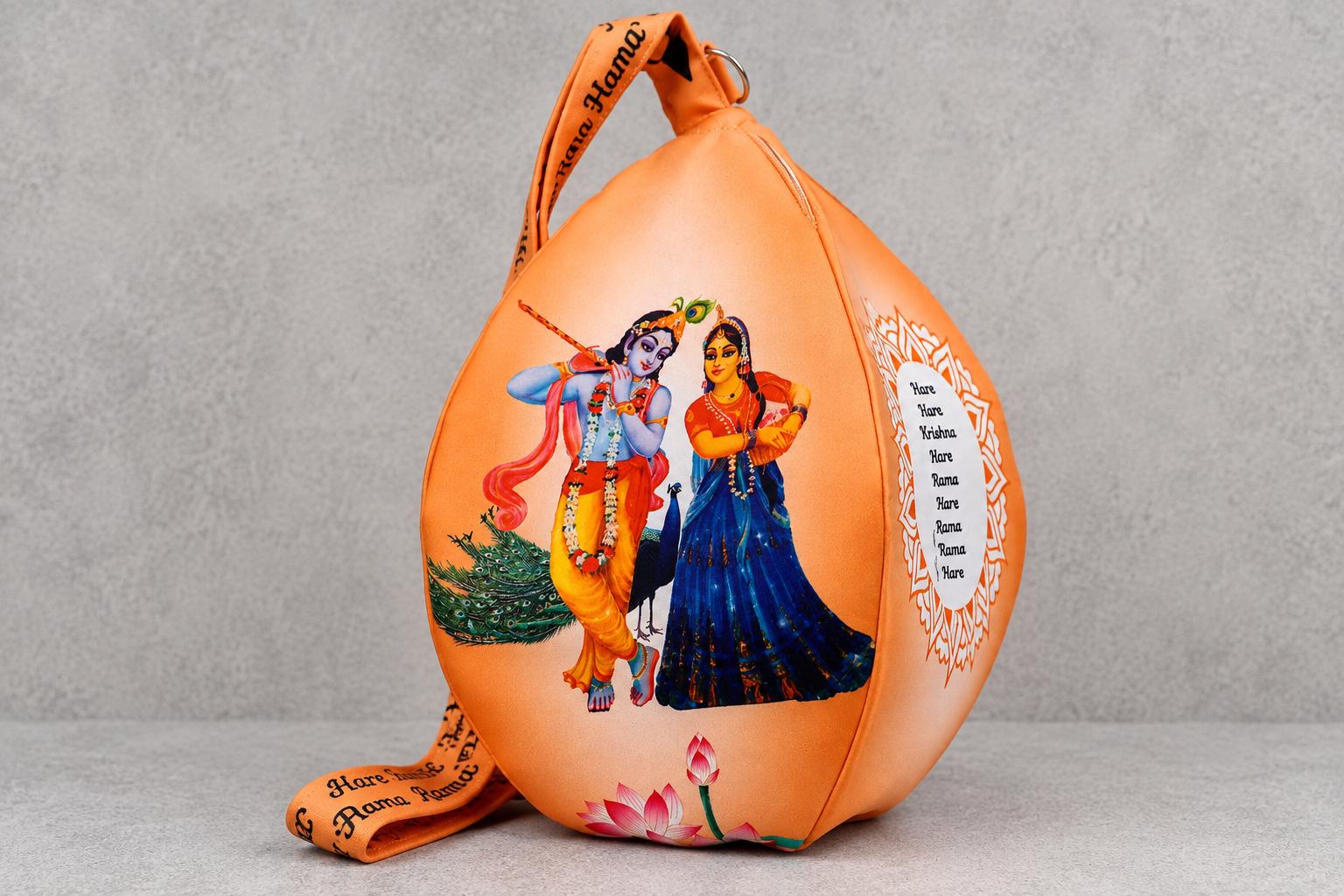Cotton Japa Chanting Bag – Radha krishna Design, Standard size , Prayer bead bag