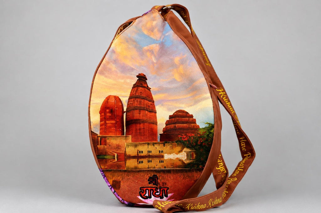 Cotton Japa Chanting Bag – Radha Design, Standard size , Prayer beaded bag