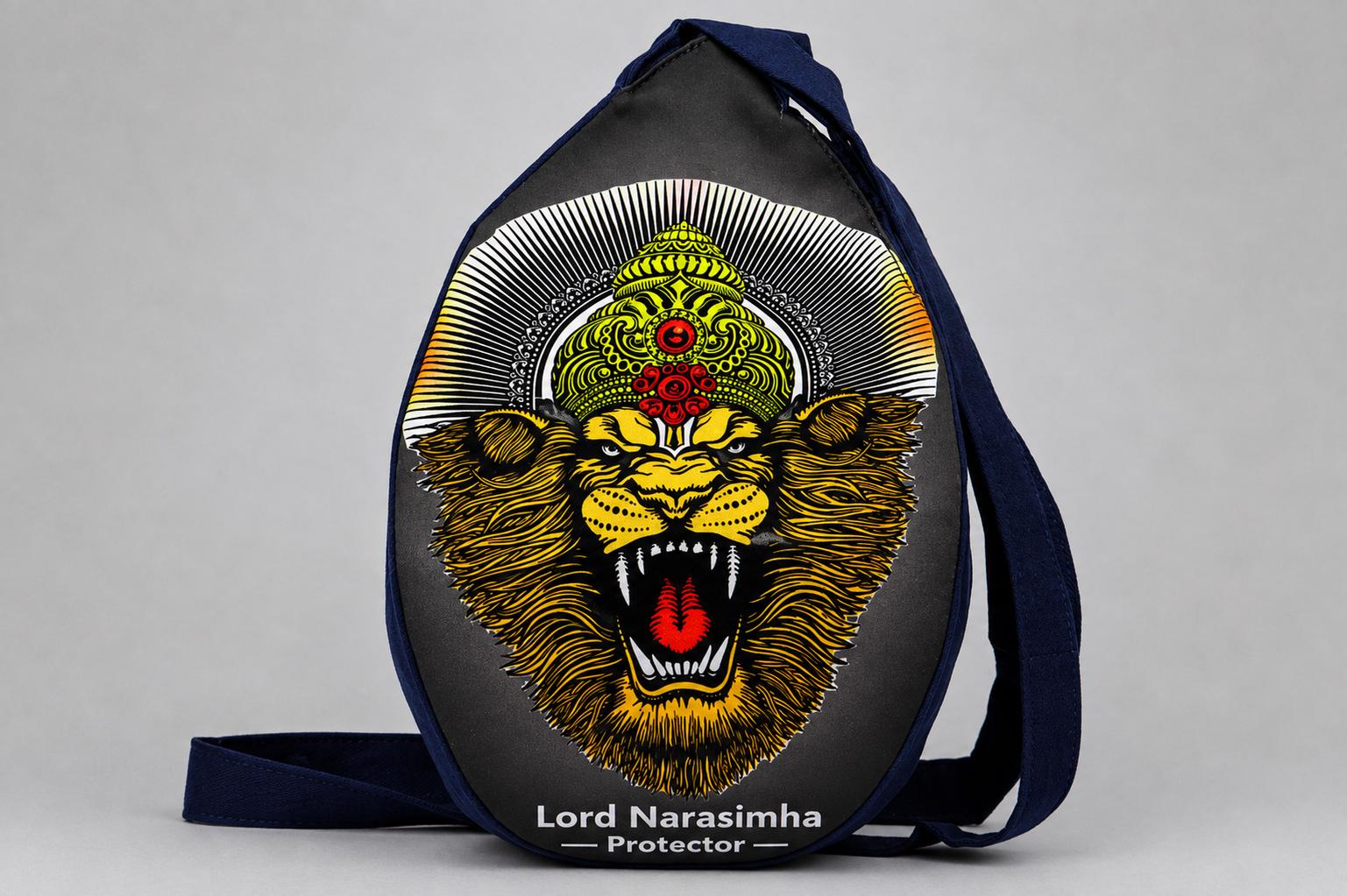 Cotton Japa Chanting Bag – Narsimha Design, Standard size , Prayer beaded bag