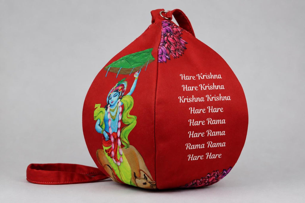 Cotton Japa Chanting Bag – krishna Design, Standard size , Prayer beaded bag