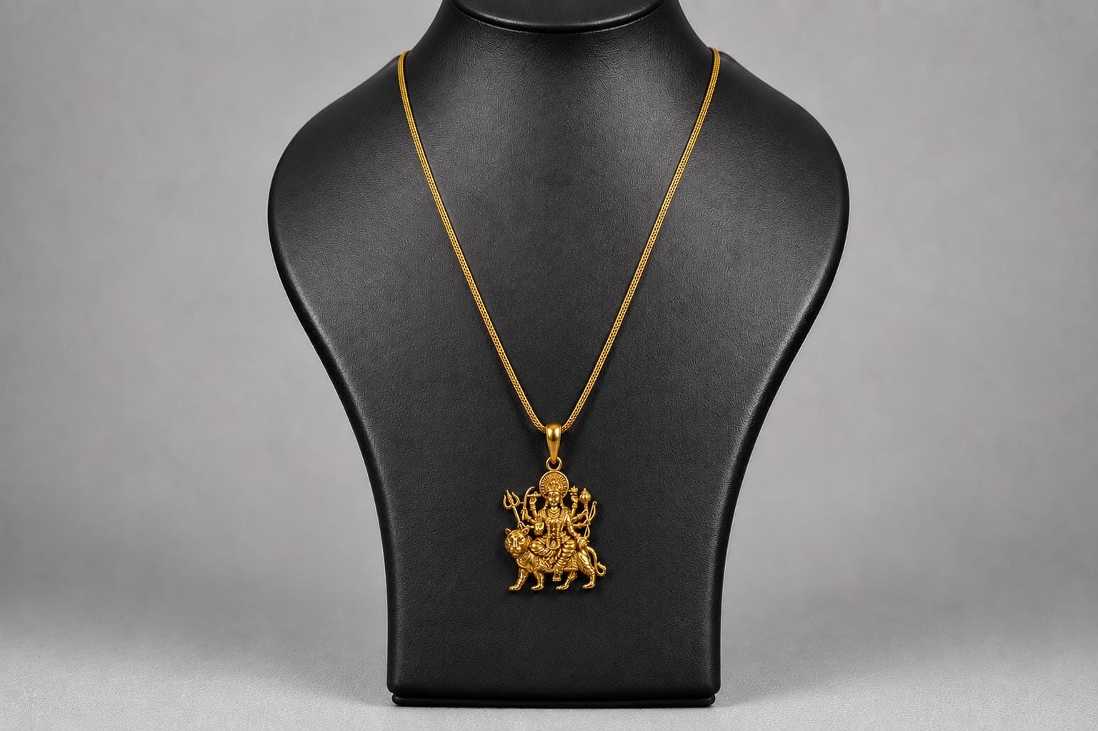 Handmade Panchaloha Durga Maa Pendant | Tiger Goddess Spiritual Amulet (3.5x1.5 cm)