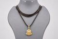 3 Round Tulsi Mala with Lord Jagannath Panchaloha Pendant Necklace