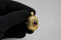 Panchaloha Pendant Red Stone, Sri Narasimha Protection Locket, Antique Floral Indian Jewelry