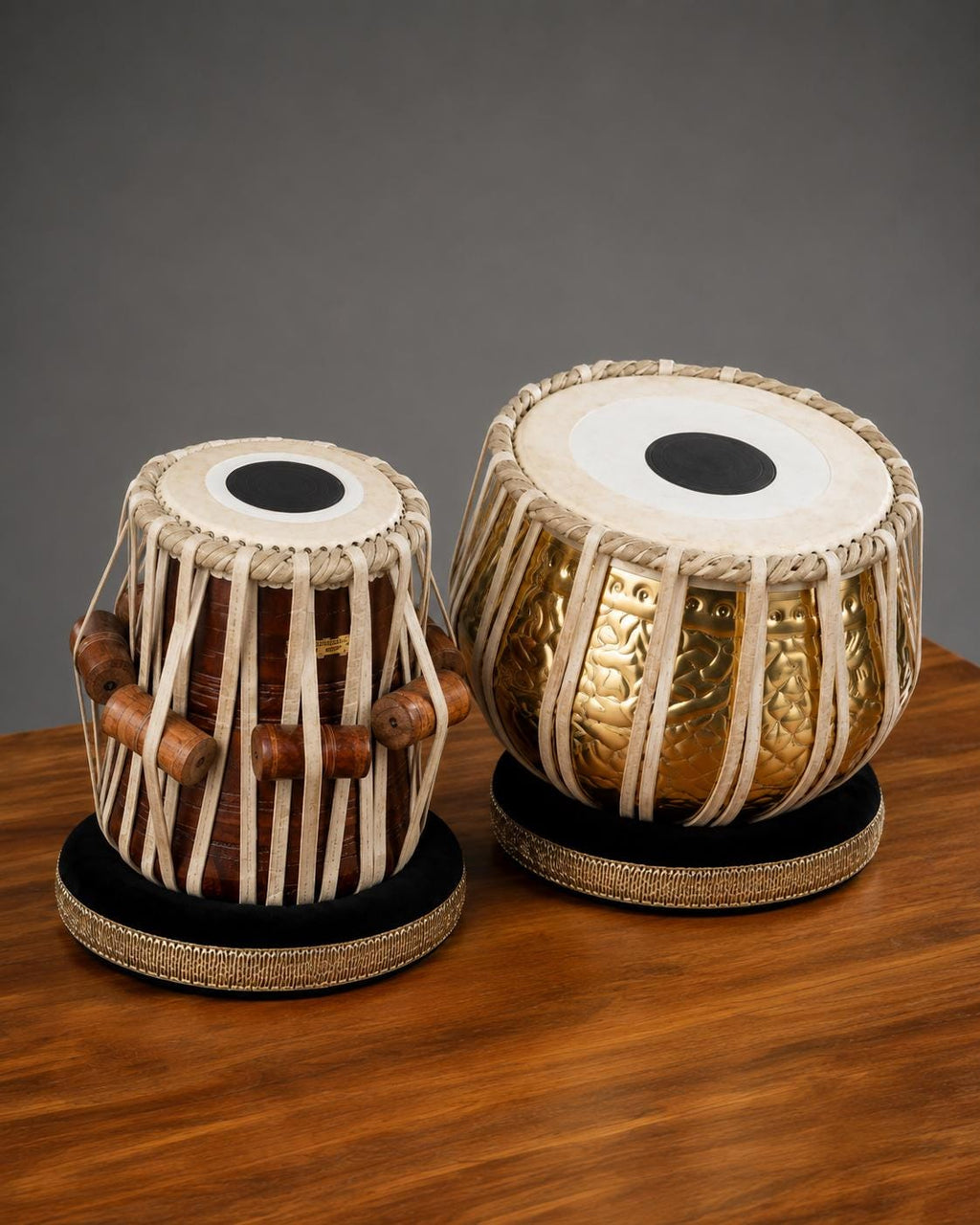 Handcrafted Brass Tabla Set with Sheesham Wood Dayan – Professional Indian Percussion Drums - gift for musician