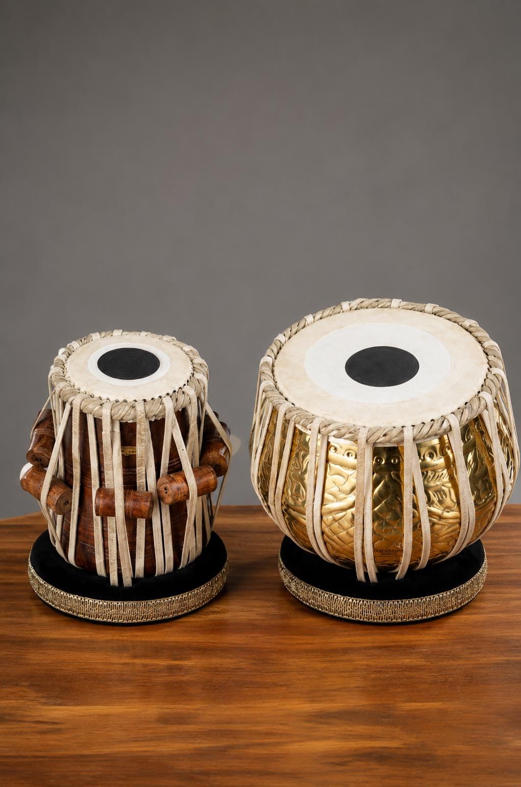 Handcrafted Brass Tabla Set with Sheesham Wood Dayan – Professional Indian Percussion Drums - gift for musician