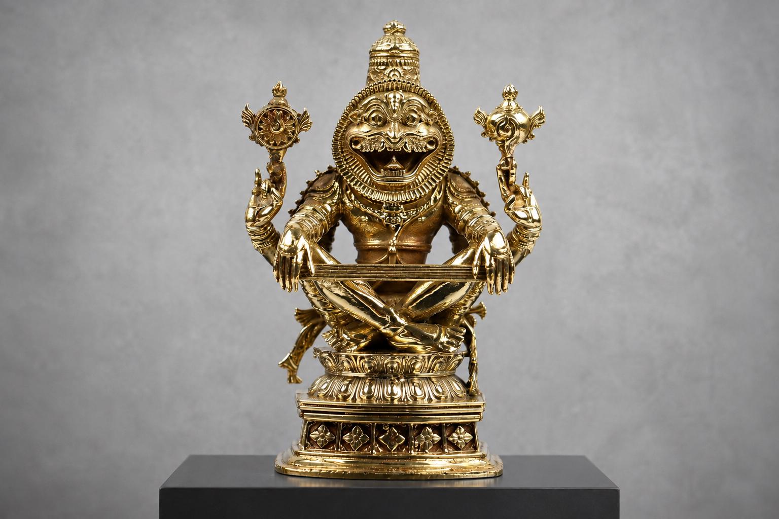 2.5-Inch Ugra Narasimha Brass Idol | Fierce Hindu God Statue for Home Puja