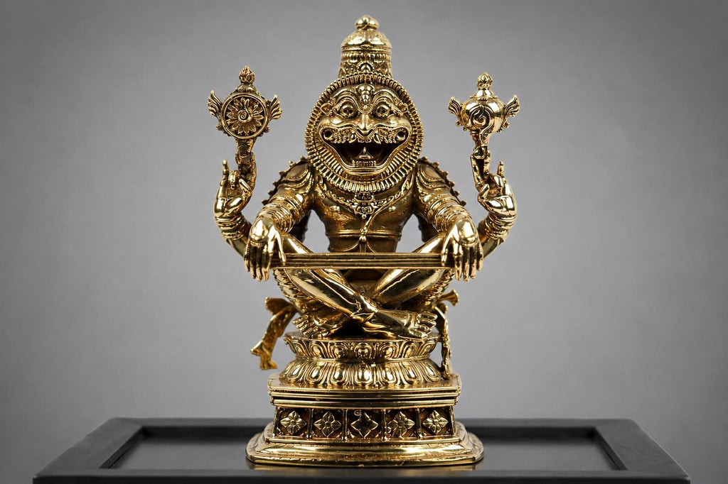 2.5-Inch Ugra Narasimha Brass Idol | Fierce Hindu God Statue for Home Puja