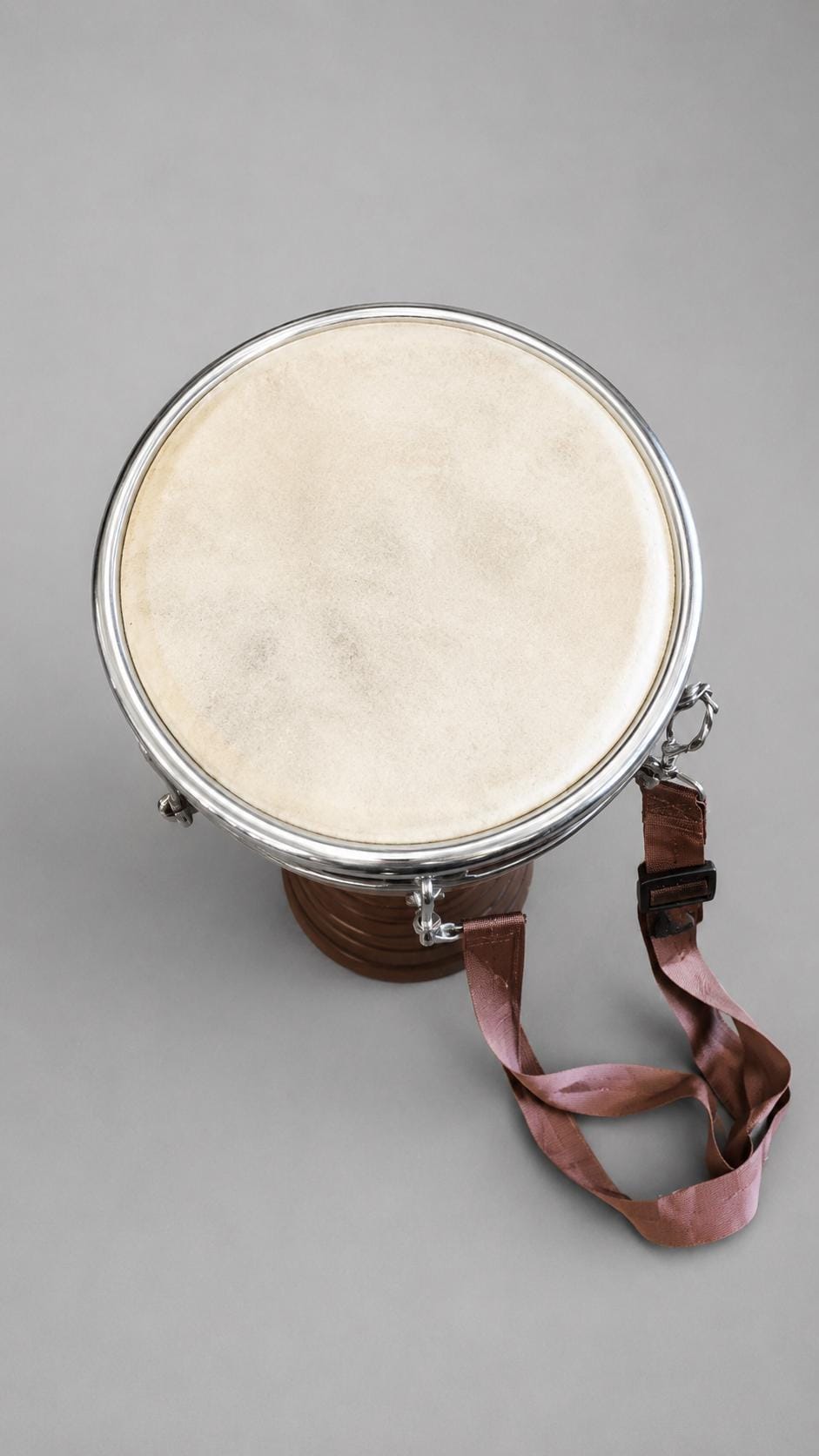 Handmade 20 Inch Djembe Drum, Indian Percussion Instrument, Wooden Body, Single Head, Shoulder Strap - Folk Art